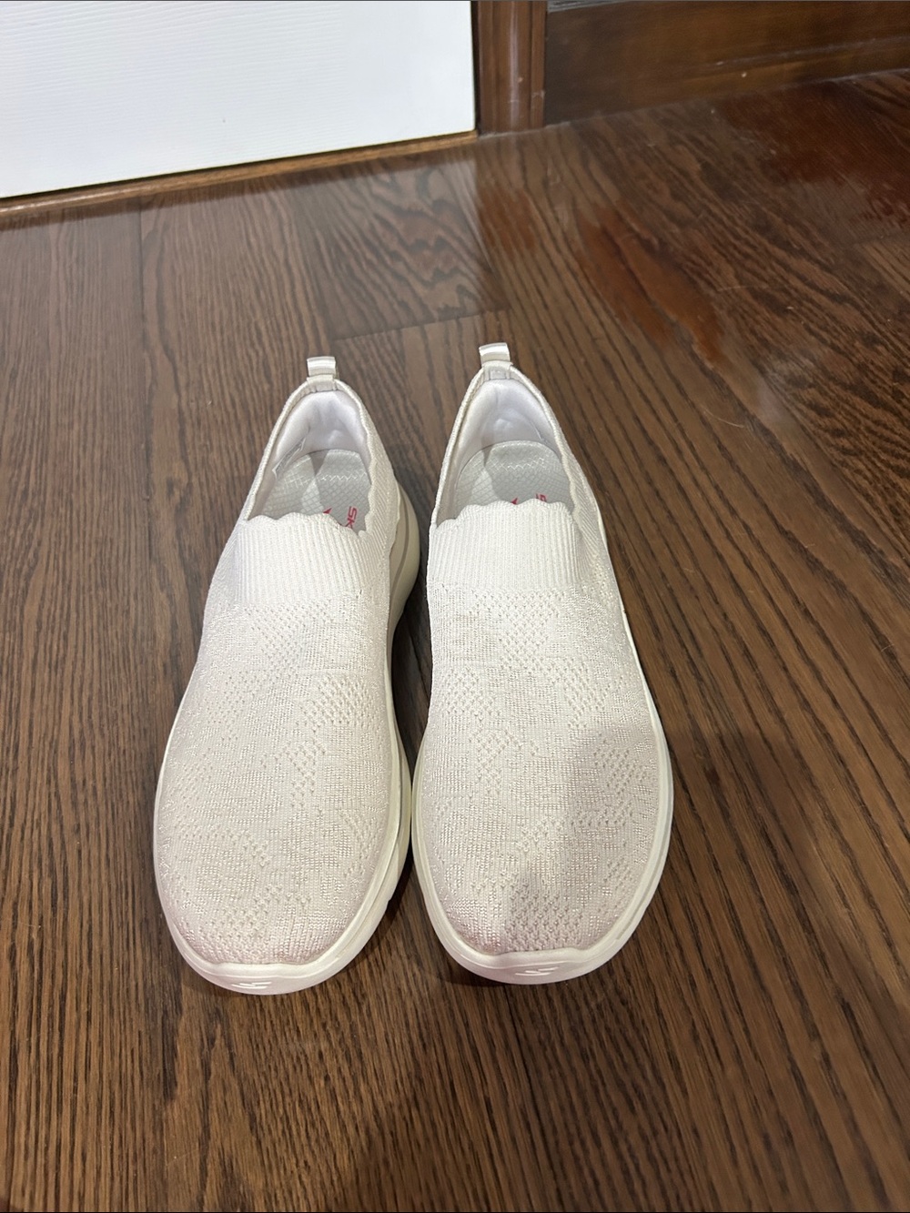 Skechers Kids Slip-On Knit Sneakers in Off-White